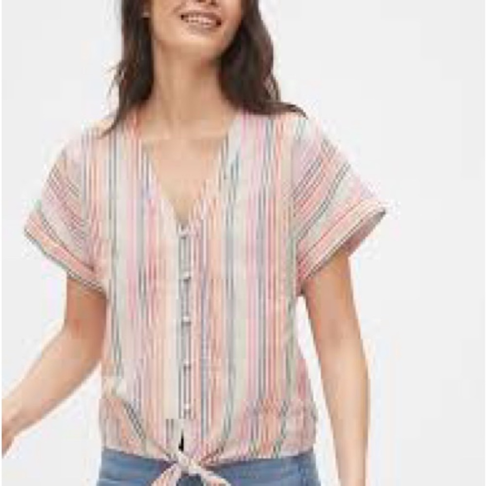 SALE- Striped Tie-Front Blouse